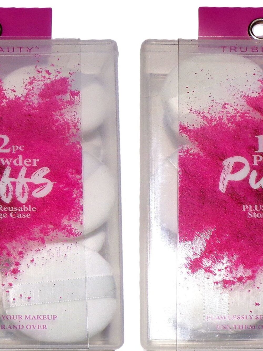 TruBeauty 12 Makeup POWDER PUFFS Round White in Reusable (Set of 2)